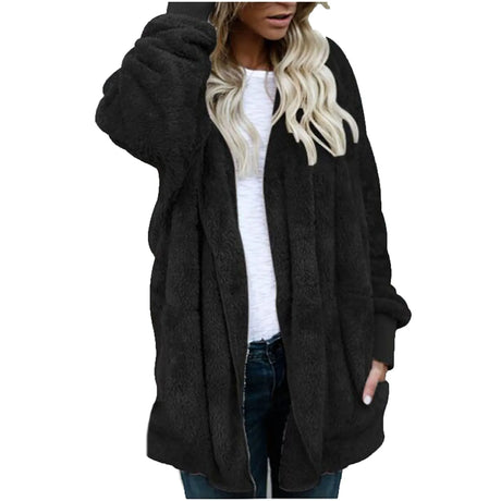 Women Winter Warm Coat Jacket Outwear Ladies Cardigan Coat Double Sided Velvet Hooded Coat Autumn And Winter New Fashion