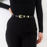 105cm Female Fashion Belt Simple Metal Buckle Belt for Women Black Suit Jeans Clothing Cowhide Waistband Accessories