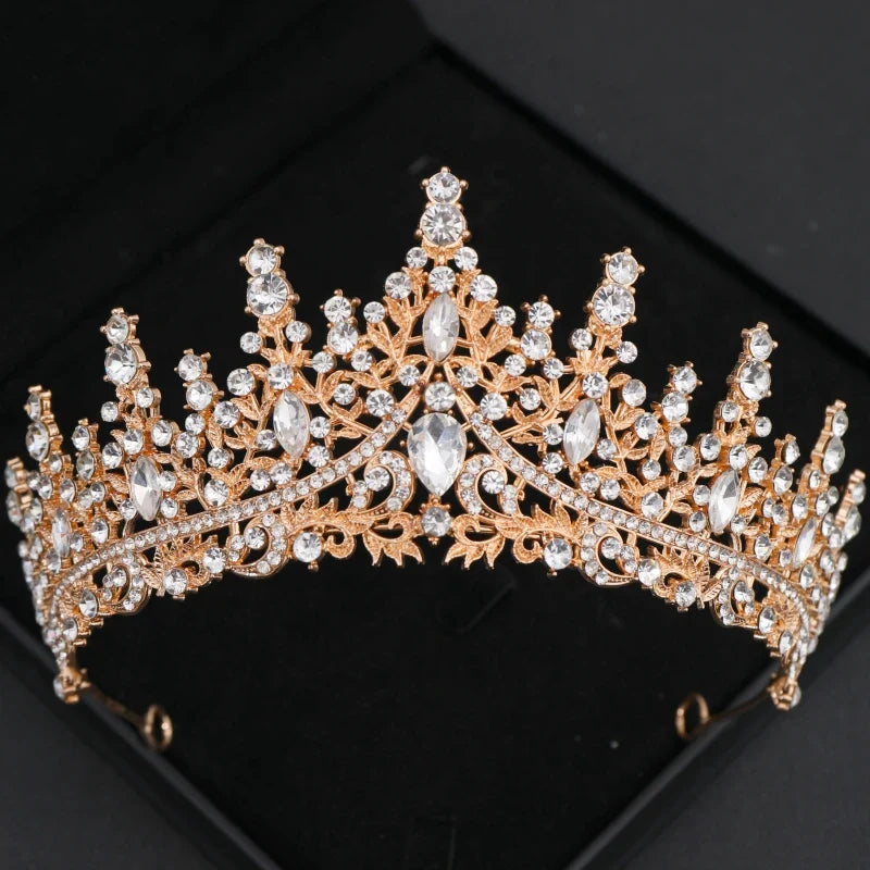 Wedding Crown Gold Silver Color Rhinestone Crystal Diadem Queen Crown Princess Tiaras Bridal Hair Jewelry Party Hair Accessories