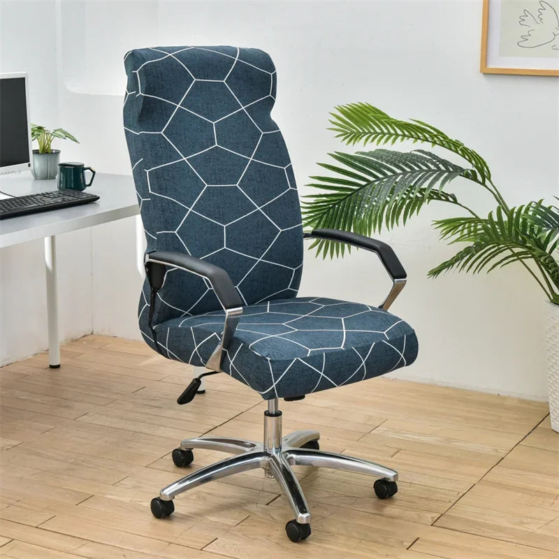 Geometry Printed Computer Chair Cover Elastic Office Chair Covers Non-Slip Rotating Seat Case Universal Armrest Chair Protector