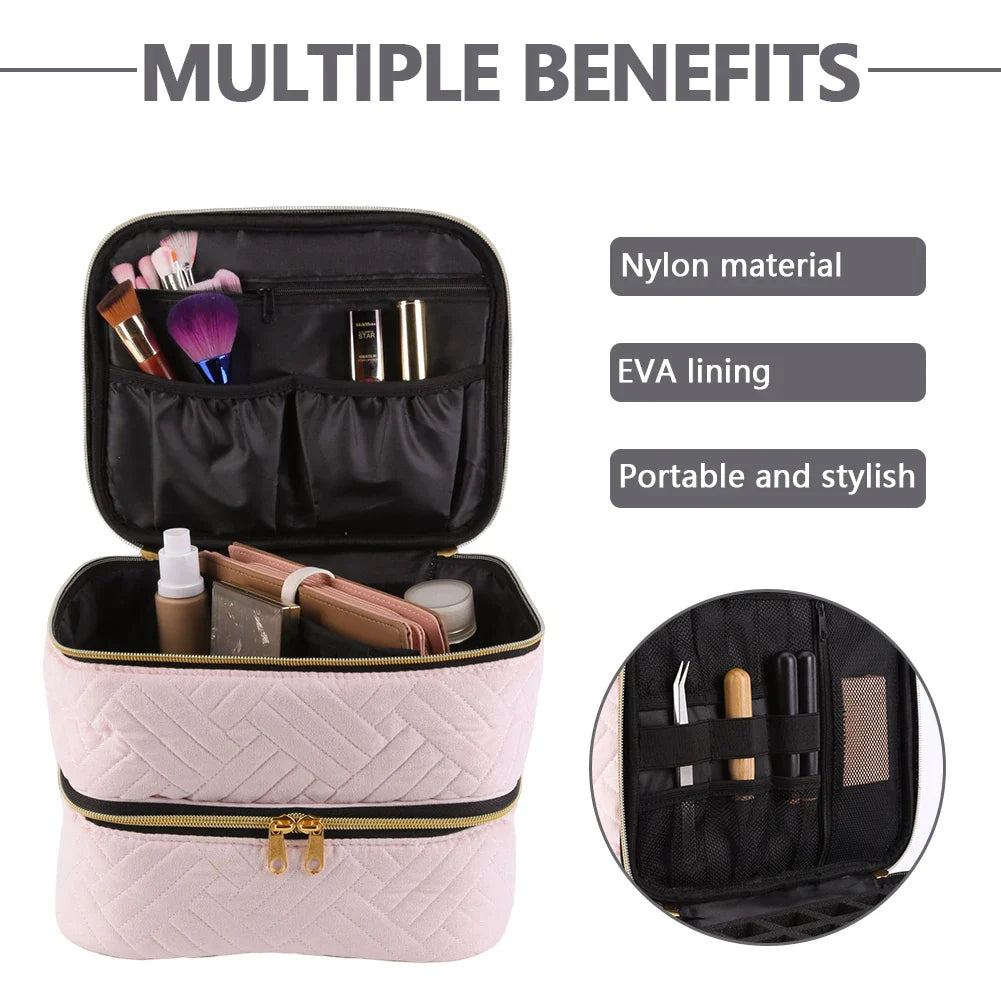 Nailpolish Organizer Bag Removable Nail Box Storage with Zipper Portable High-Capacity Multifunctional Beauty Accessories