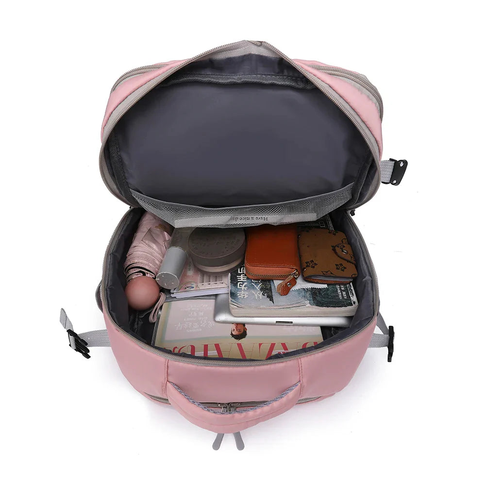 Unisex Casual Bag Multi-Pockets Large Luggage Bag with Shoes Pocket Waterproof Oxford Cloth Solid Color Business Trip Travel Bag