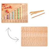 Montessori Counting Board for Girls Boy Tracing Board Double Sided Uppercase & Lowercase Letters Number Educational Wooden Game