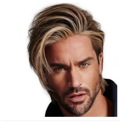 SuQ Men's Short Wig Synthetic Hair Smooth Natural Pixie Cut ToupeeMale Hair Fleeciness Realistic Natural Brown Wigs