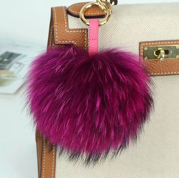 Big Size 15cm Real Fox Fur Ball Keychain Natural Raccon Fur Tassels Leather Strap Key Chain Ring Pendant For Women Charm f278