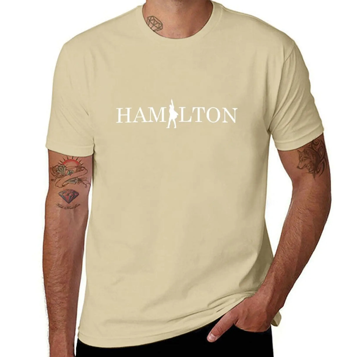 Hamilton text logo masks and tee-shirts T-Shirt Short sleeve tee plus size tops customs oversized plain black t shirts men