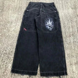 JNCO Jeans Men Y2K Harajuku Hip Hop 7 Graphic Embroidery Baggy Denim Pants Streetwear Casual High Waist Wide Leg Trousers New