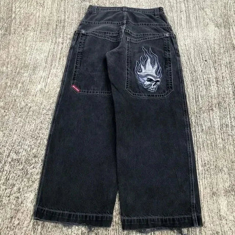 JNCO Jeans Men Y2K Harajuku Hip Hop 7 Graphic Embroidery Baggy Denim Pants Streetwear Casual High Waist Wide Leg Trousers New