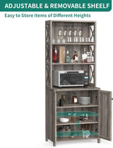 Bar Cabinet, Tall Farmhouse Coffee Bar Wine Cabinet for Liquor and Glasses, Dining Room Bar Cabinet with Storage, Liquor Cabinet