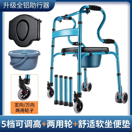 Four-Legged Aluminum Alloy Crutches for Elderly Anti-Skid Mobility Aids Durable Walking Stick for Fracture Support