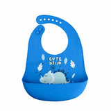 Waterproof Baby Bibs Baby Stuff Cute Cartoon Dinosaur Printed Kids Bib Girl Boy Adjustable Soft Silicone Bib Baby Feeding Stuff