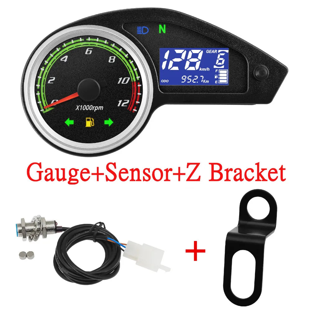 Universal Motorcycle Gauge Speedometer Tachometer LCD Digital Instrument Odometer Meter For All 12V Motorcycles Speedometer