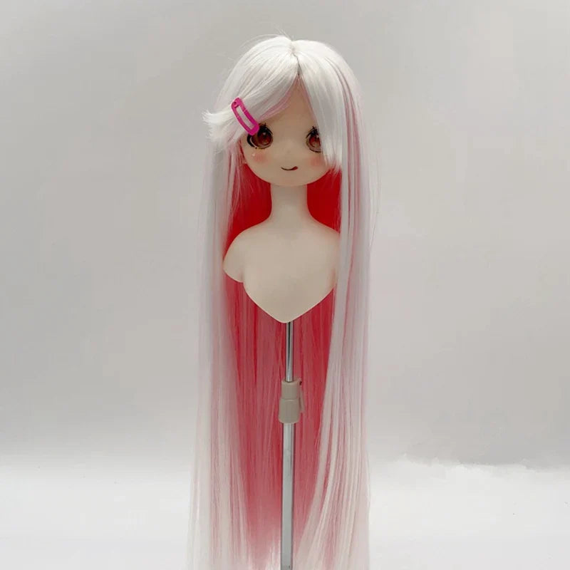 New 1/3 & 1/4 & 1/6 Bjd Doll's Wig Anime Doll Dress Up Accessories Bicolor Long Straight Wig