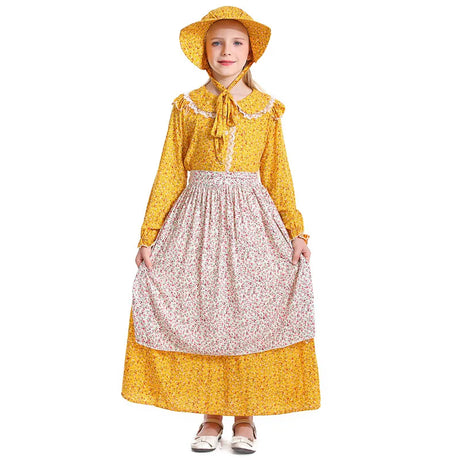 Kids Maid Dress Cosplay Kid Girl Fancy Pastoral Dress Grandmother Costume Colonial Stage Performance Halloween Carnival Costumes