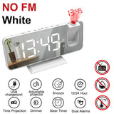 FM Radio LED Digital Smart Alarm Clock Watch Table Electronic Desktop Clocks USB Wake Up Clock with 180° Time Projection Snooze