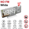 FM Radio LED Digital Smart Alarm Clock Watch Table Electronic Desktop Clocks USB Wake Up Clock with 180° Time Projection Snooze