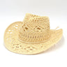 Spring and Summer New Hollow Cowboy Hat Hand-woven Straw Hat Breathable  American-style Warped Edge Foreign Trade Jazz Hat