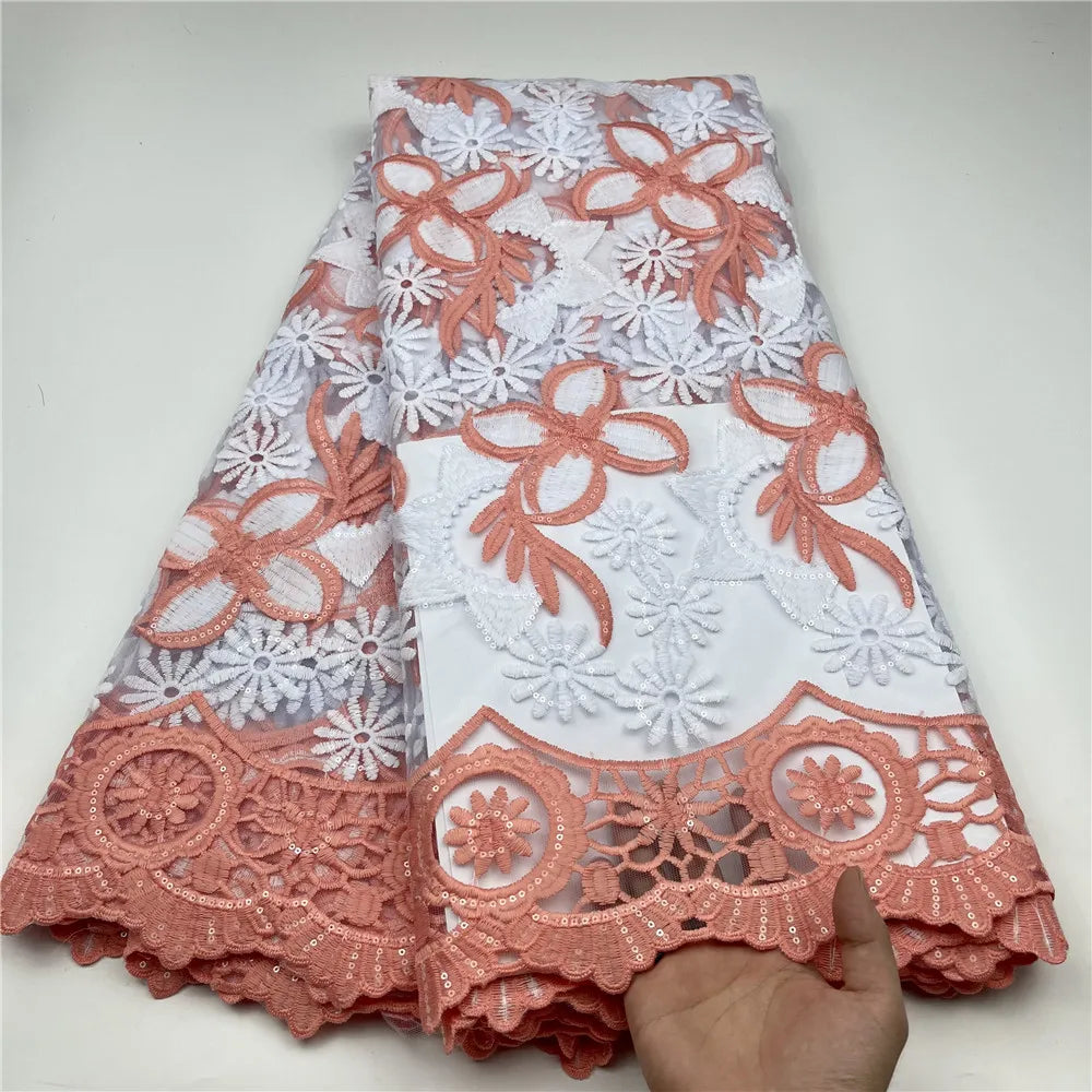 African Lace Fabric 2024  High Quality Lace Hot Sale Embroidery French Tulle Lace Fabric Nigerian Lace Fabric For Wedding Dress