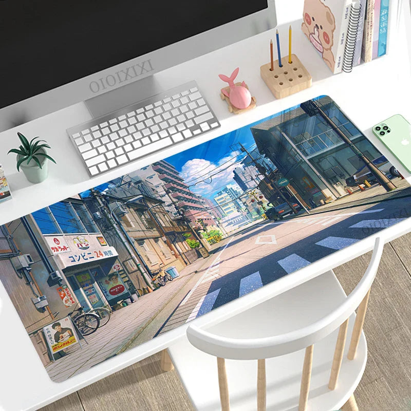 Mouse Pad Gaming Anime Street XL New HD Large Mousepad XXL keyboard pad Soft Natural Rubber Non-Slip Office Accessories Mice Pad