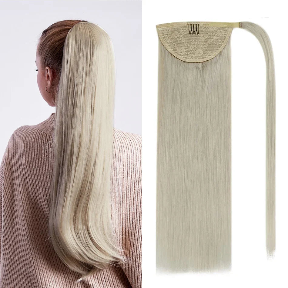 Real Beauty Ponytail Human Hair Wrap Around Horsetail Straight Brazilian100% Remy Human Hair Ponytail Extensions 60/100/120/150g