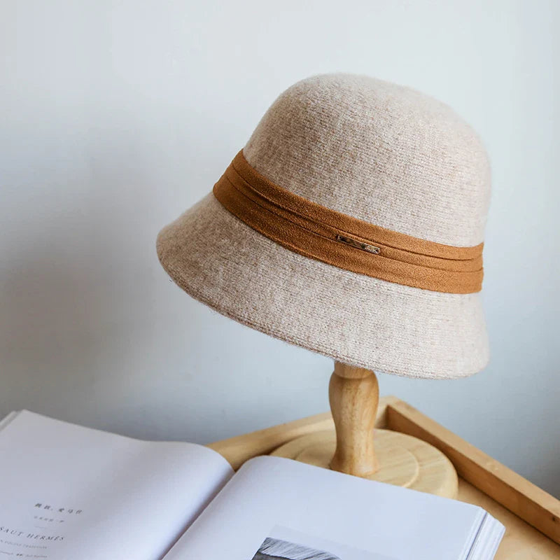 New wool bucket hat Women's warm autumn and winter thickened fisherman's hat Panama plush basin hat Women's hat