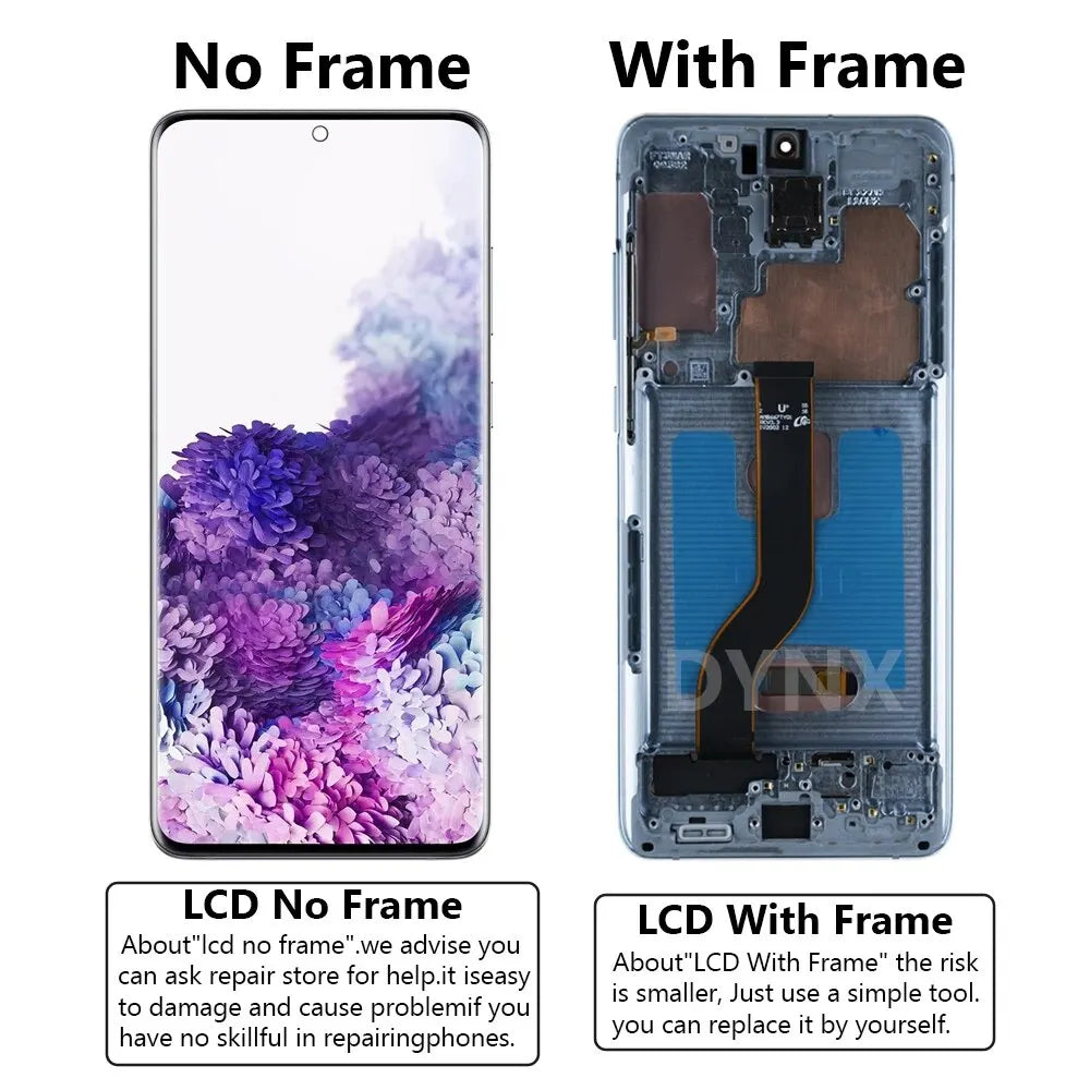 6.7" Screen For AMOLED S20 Plus With Frame For Samsung Galaxy S20+ G985 G985F LCD Display Digital Touch Screen Replacement