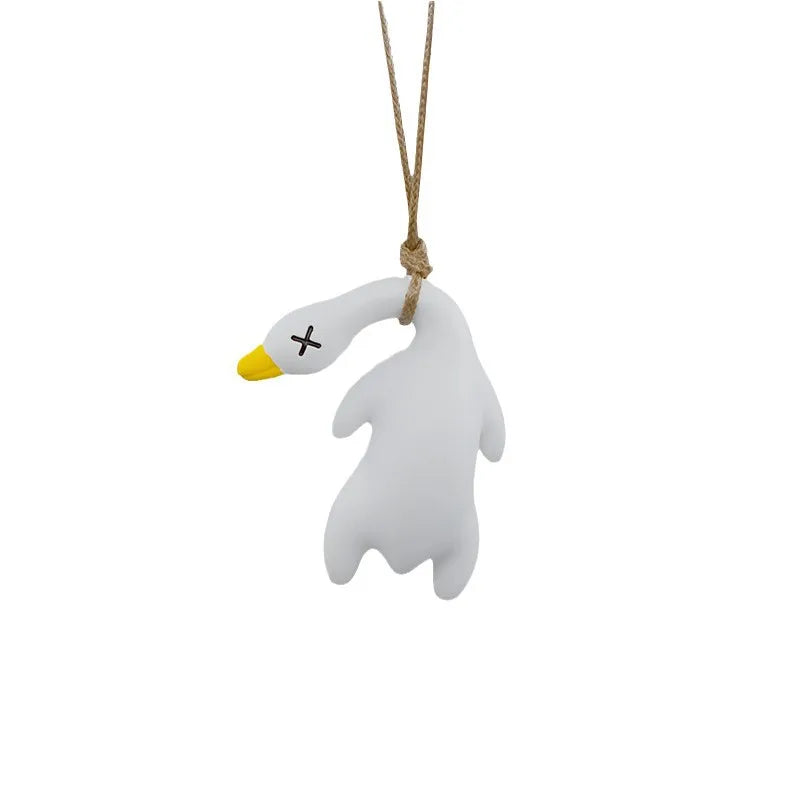 Funny Swing Goose Roasted White Roast Duck Car Pendant Swing Duck Car Hanging Ornament  for Car Products Interior Accessories