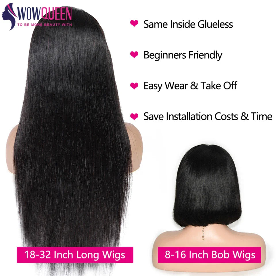 Wear And Go Bob Wig Glueless Wig Human Hair Ready To Wear Straight Bob Hair Wig Human Hair 30 Inch Pre Cut Lace 4x4 Closure Wig