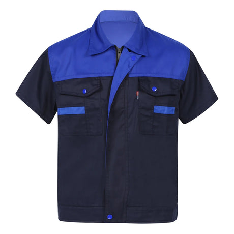 Men Women Short Sleeve Work Coat Workshop Shirts Motor Mechanic Uniform with Two-pocket T-shirts Man Workshop Overalls Top