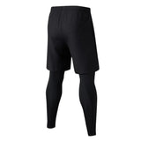 Men Fake Two-Piece Sport Pants Fitness Jogger Training Quick Dry Skinny Shorts Trousers Gym Short Workout Leggings Tights Traini