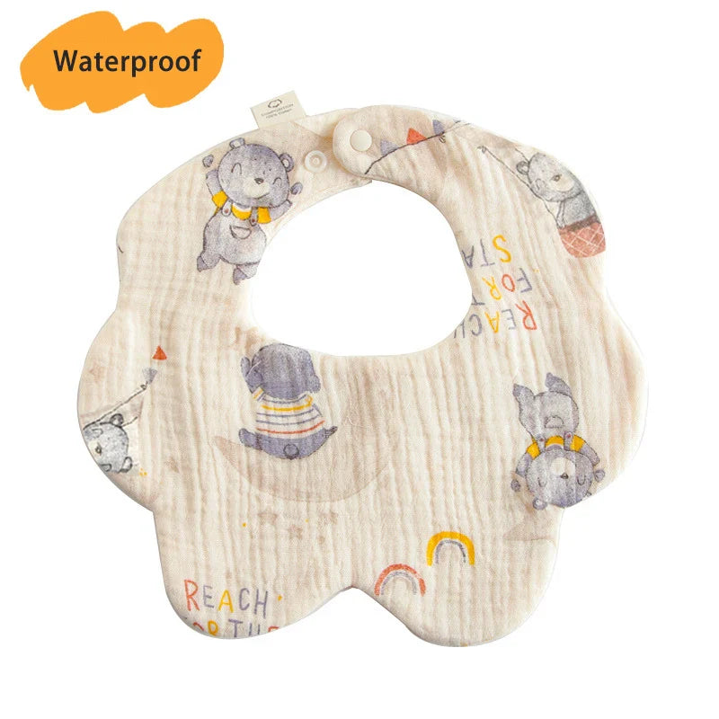 New Thickened 7 Layers Cotton Waterproof Baby Bibs Cute Print Saliva Towel Newborn Burp Cloths for Boys Girls Feeding Drool Bib