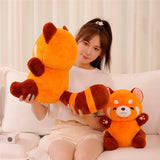 New Stuffed Anime Figure Doll Turned Red Panda Plushie Doll Fluffy Hair Red Raccoon Animals Hug Throw Pillow Kids