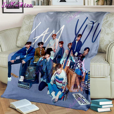 Stray Kids Blanket Soft Sofa Cover Kpop Singer Throw Blanket Fleece Blanket Lightweight Warm Bed Blankets for Bedroom Couch