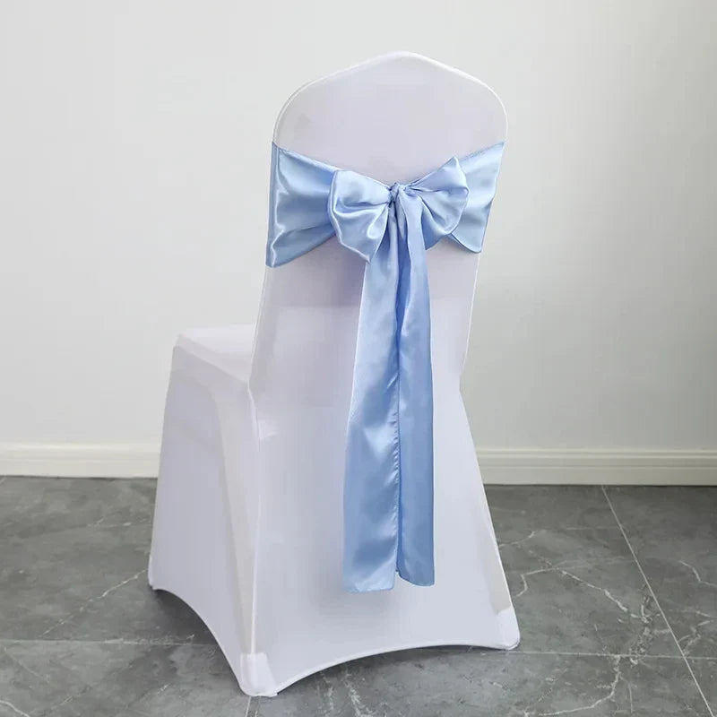 10pcs/Lot Satin Chair Sashes Bow Wedding Chair Knot Ribbon DIY Ties For Party Event Hotel Banquet Chair Decorations