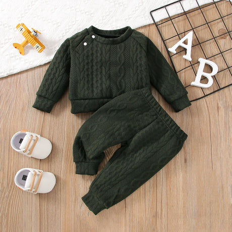 Newborn Baby Girl Boy Clothes Set Solid Color Long Sleeves Top + Pants 2PCS Costume Leisure Sport Spring and Autumn Costume Suit