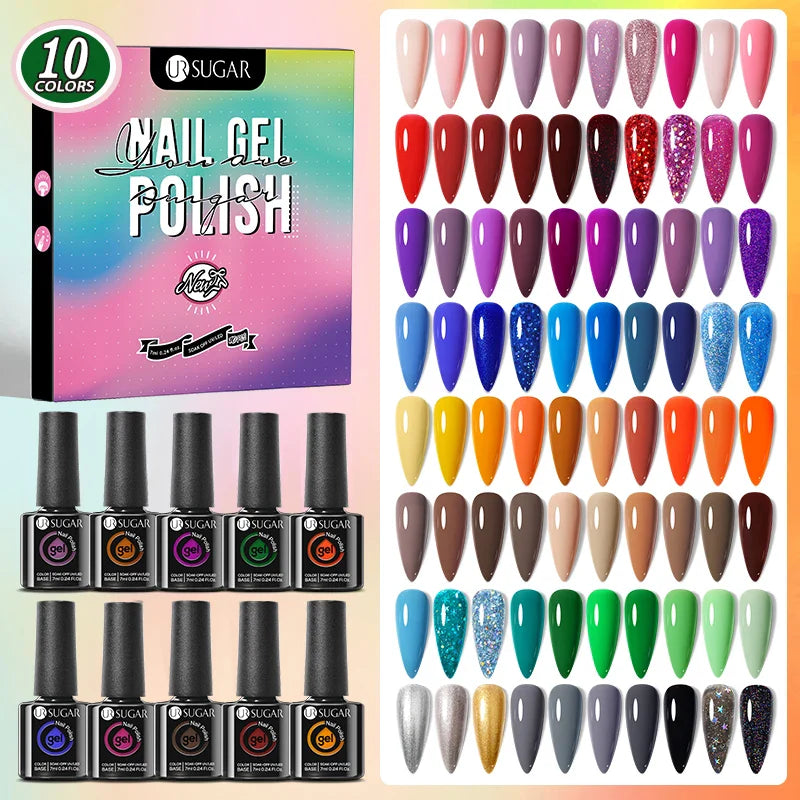 UR SUGAR Christmas Color Kit Autumn Winter Series 10Pcs Set Nail Art Design Soak Off UV LED Gel Semi Permanent Manicure