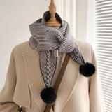 Winter Warm Neck Tie New Women Fashion Cashmere Scarf Plaid Long Foulard Small Skinny Neckerchief