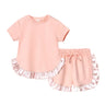 Kids Clothes Girls Outfits Short Sleeve Ruffle T-shirts + Shorts Pajamas Suit 2024 Summer Children Loungewear Baby Girls Clothes