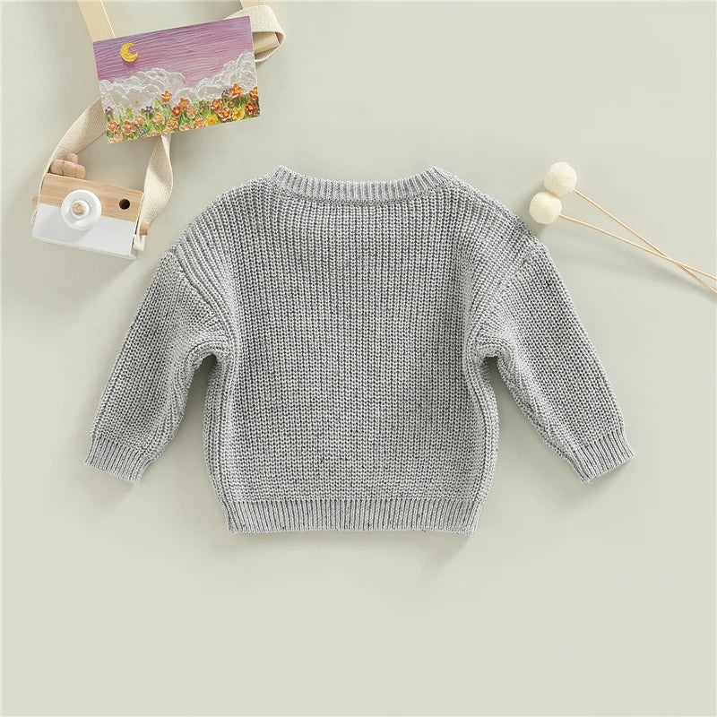 Autumn Winter New Toddler Boys Girls Solid Long Sleeve Sweaters Coat Children Sweaters Kids Knitting Pullovers Tops