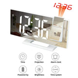 LED Digital Alarm Clock Bedroom Electric Alarm Clock with Projection FM Radio Time Projector Bedroom Bedside Clock