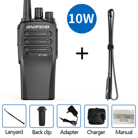 Baofeng-BF-1909 Two-Way Radio, Long Range Professional Walkie Talkie, Portable Communicator Radio for Hunting TypeC 4800mAh, 10W