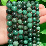 Natural Gem Stone AA Green Emerald Jades Round Loose Spacer Beads for Needlework Jewelry Making DIY Charms Bracelet Accessories