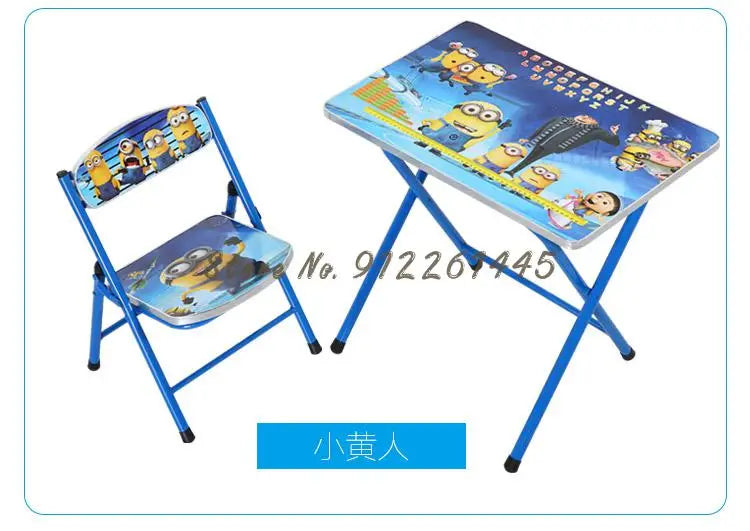 Kindergarten pupils children foldable learning tables and chairs set, writing desk and dining table can be raised and lowered