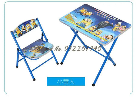 Kindergarten pupils children foldable learning tables and chairs set, writing desk and dining table can be raised and lowered