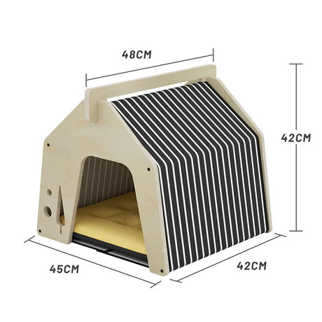 Small Animal Rest and Play House for Dog Hideout Habitat Wooden Cat Beds for Indoor Cats, Rabbit Hideout Bunny House Cat House