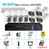 4K POE PTZ IP Camera Kit 8MP Bullet NVR Security System Color Night Vision 2 Way Audio Out Door Water Proof Video Surveillance