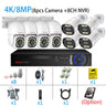 4K POE PTZ IP Camera Kit 8MP Bullet NVR Security System Color Night Vision 2 Way Audio Out Door Water Proof Video Surveillance