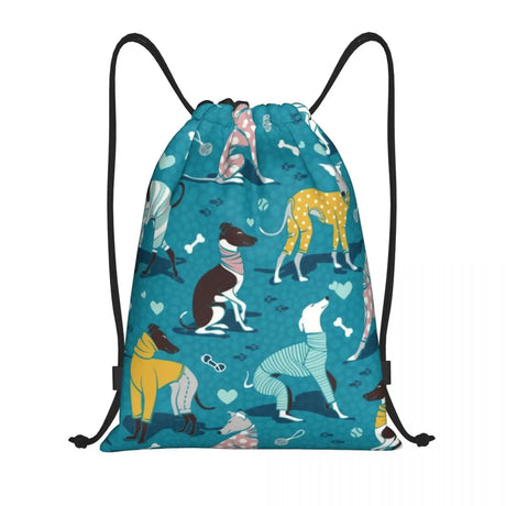 Saluki Greyhound Drawstring Backpack Women Men Gym Sport Sackpack Portable Whippet Sighthound Dog Shopping Bag Sack