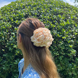 Fabric Rose Flower Crab Hair Clip Ins Popular Hair Catches for Women Pink Black Plastic Hair Clamps Girls' Spring Accessories