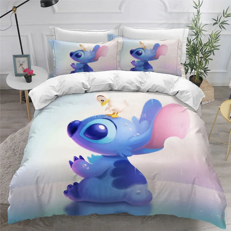 Cute 3d Stitch Printed Bedding Set Children Disney Cartoon Duvet Cover Pillowcases Twin Full Queen King Comforter Cover Set Gift